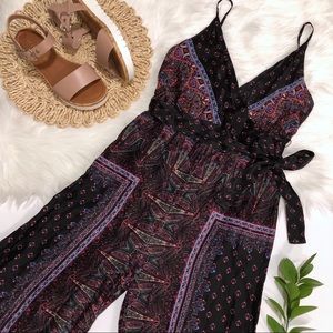 Free People Cabbage Rose Wrap Front Jumpsuit